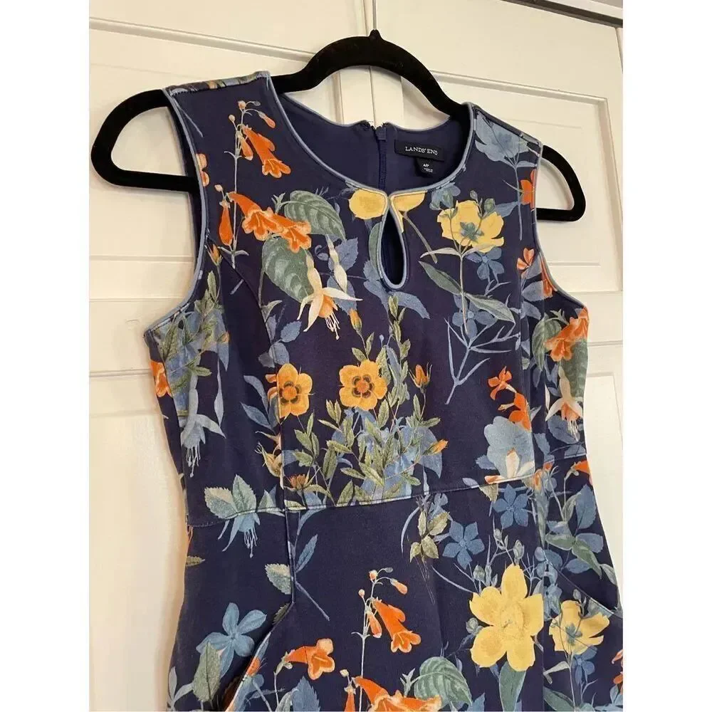 Lands end keyhole floral sleeveless dress size 4p